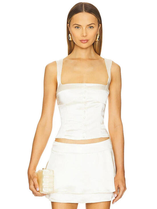 Tops - Revolve Pammi Top Runaway The Labe satin Ivory size S $85msrp